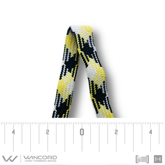 FLAT TUBULAR BRAID | #1077 | BLACK/MAIZE/WHITE