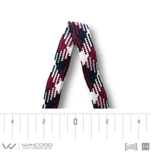 FLAT TUBULAR BRAID | #1077 | BLACK/MAROON/WHITE