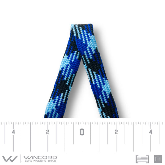 FLAT TUBULAR BRAID | #1077 | BLACK/NAVY/CAROLINA BLUE