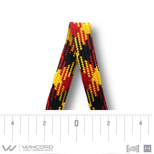 FLAT TUBULAR BRAID | #1077 | BLACK/RED/GOLD