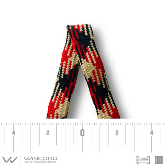 FLAT TUBULAR BRAID | #1077 | BLACK/RED/TAN