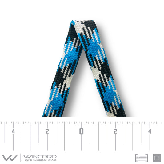 FLAT TUBULAR BRAID | #1077 | BLACK/NEON BLUE/WHITE