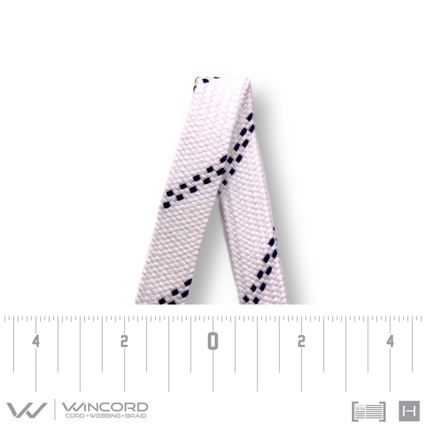 FLAT TUBULAR BRAID | #1078 | WHITE/2-NAVY