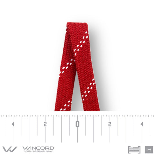 FLAT TUBULAR BRAID | #1077 | RED/2 WHITE