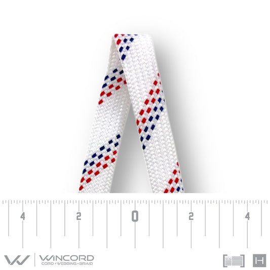 FLAT TUBULAR BRAID | #1077 | WHITE/2 NAVY/2 RED